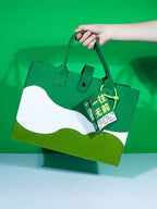 Color Block Wave Felt Tote Bag