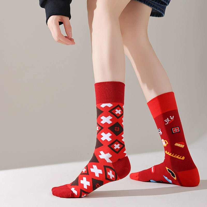 Mismatched Trendy Design Crew Socks