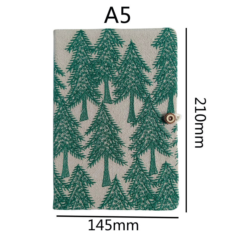 Linen Embroidered Pine Forest Journal