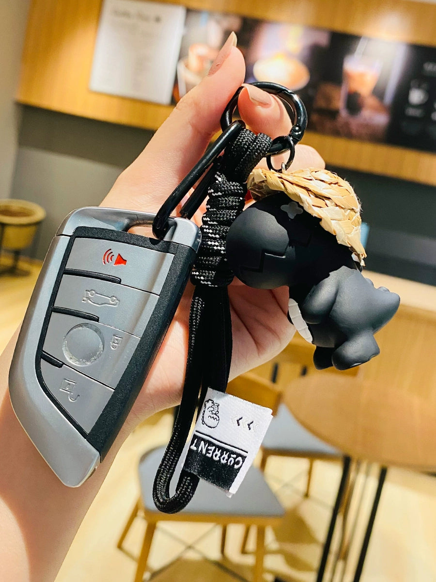 Dino in Straw Hat Keychain