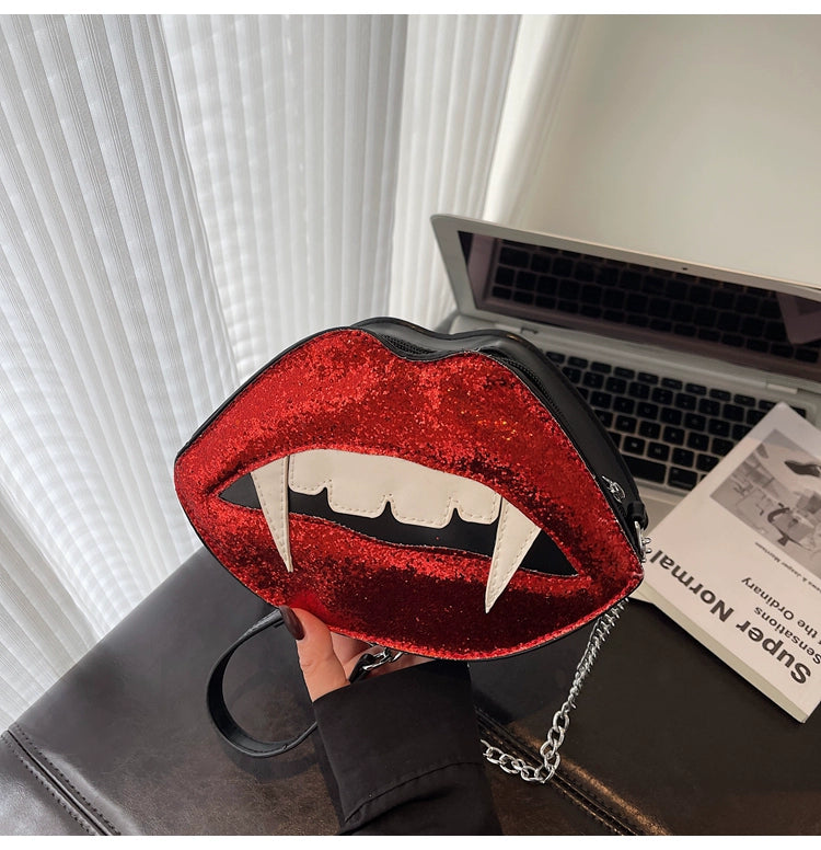 Vampire Red Lips Sling Bag