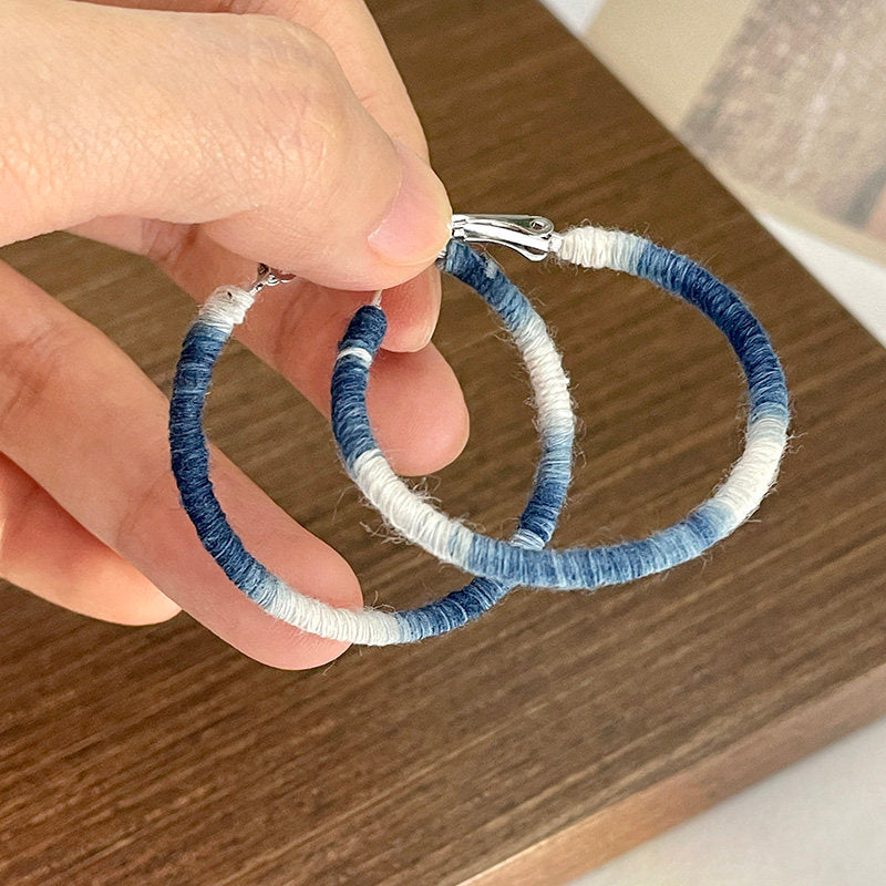 Handwoven Thread Hoop Earrings