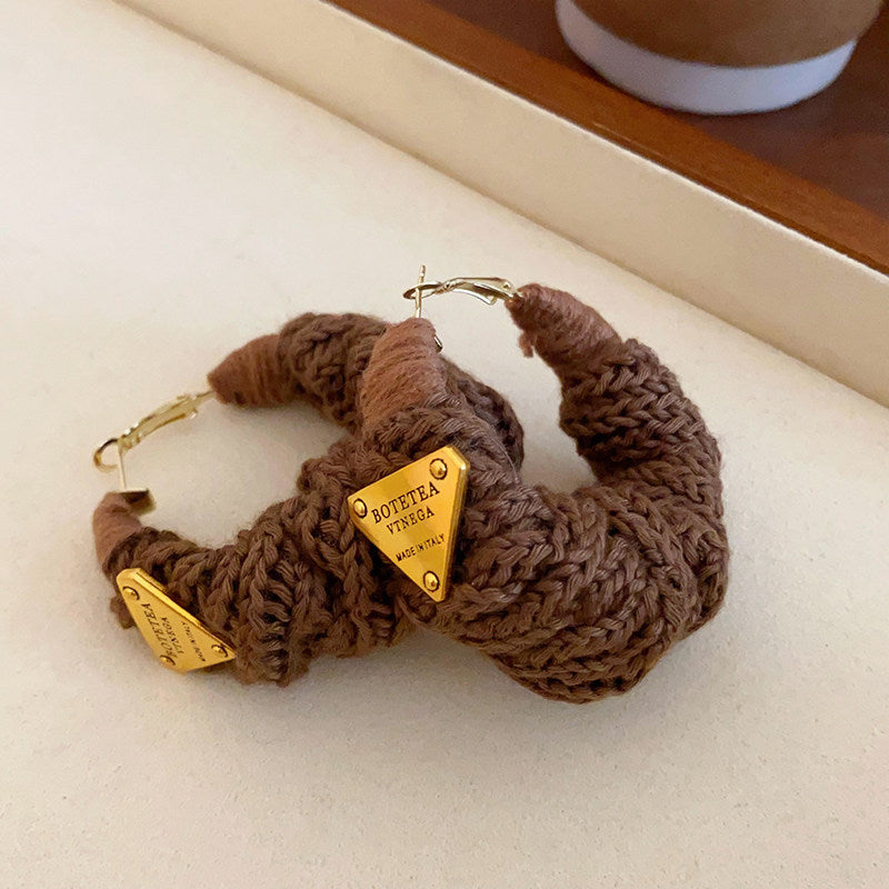 Hand-Knit Wool Statement Earrings