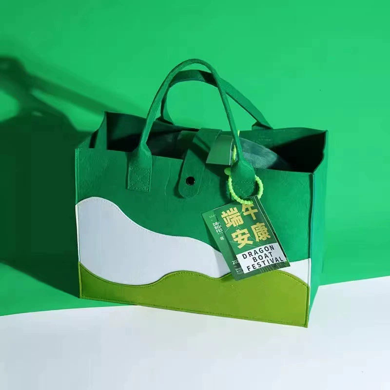 Color Block Wave Felt Tote Bag