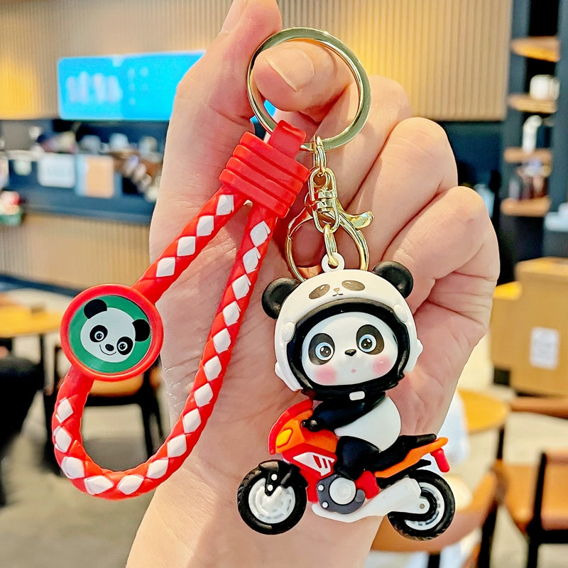 Panda on Scooter Keychain