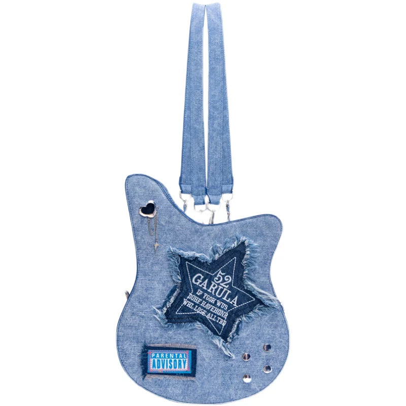 Guitar Shaped Denim Backpack