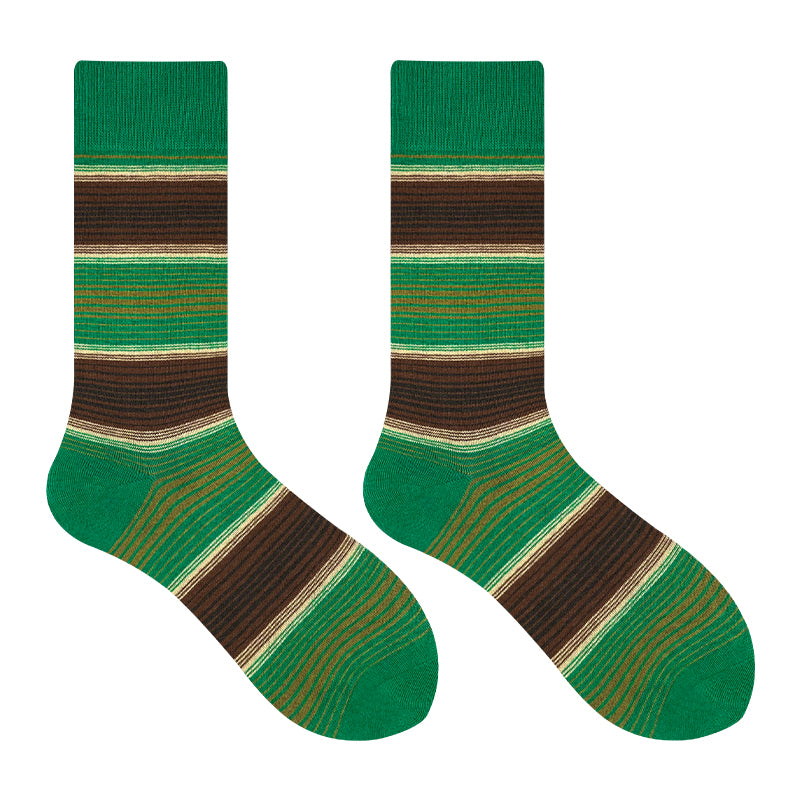 Retro Green Stripe Crew Socks