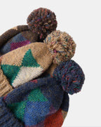 Geo-Color Block Pom-Pom Beanie
