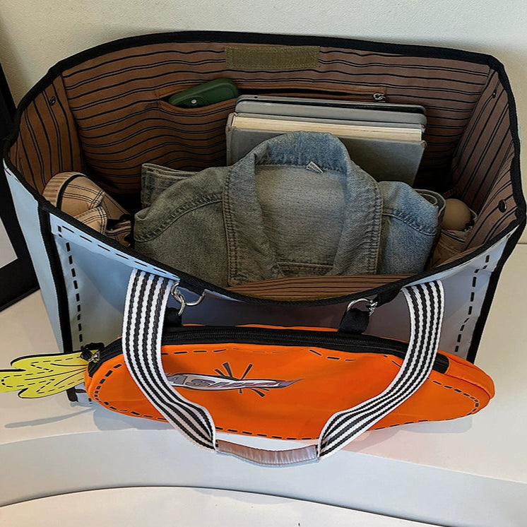 Oversized  Tote Bag with Carrot Paddle Case