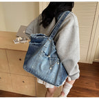 Distressed Denim Tote Bag