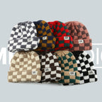 Color Block Checkerboard Beanie