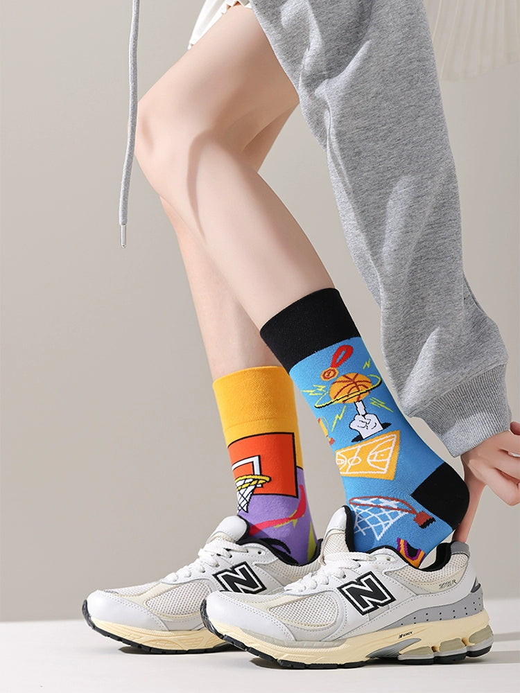 Mismatched Trendy Design Crew Socks