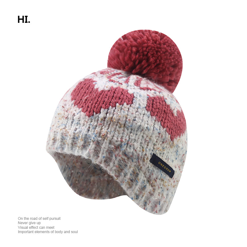 Pom Pom Heart Beanie