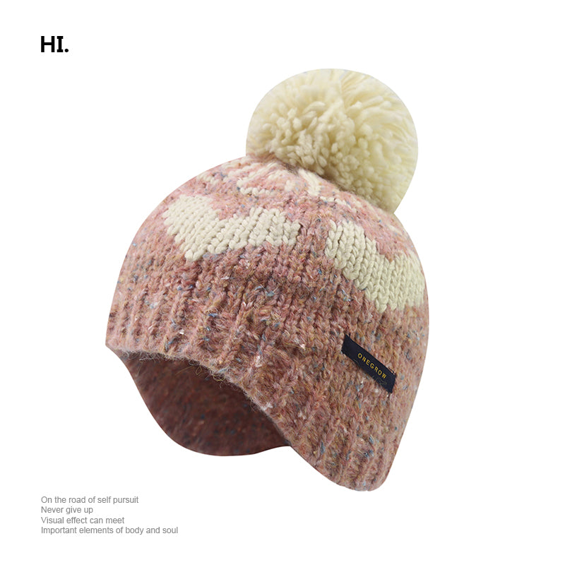 Pom Pom Heart Beanie