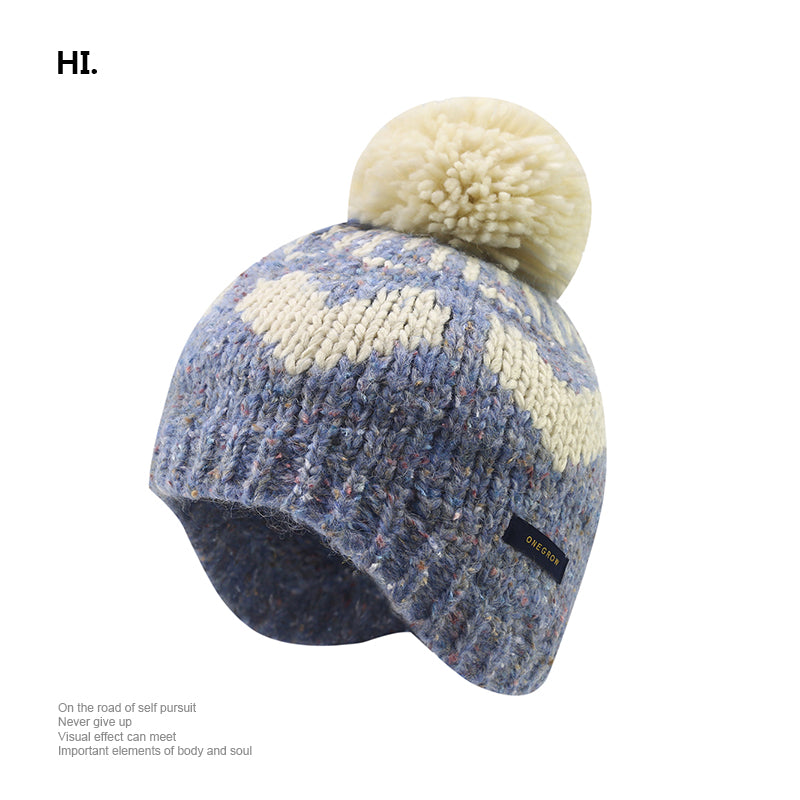Pom Pom Heart Beanie