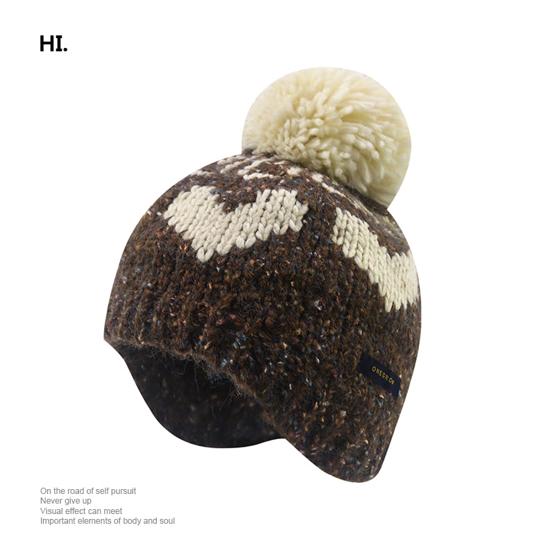 Pom Pom Heart Beanie