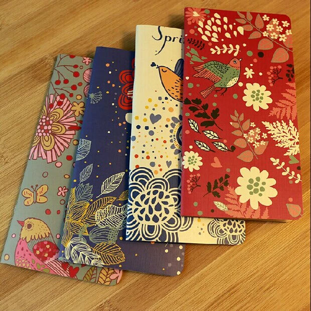 Vintage Flower And Bird Sketch Pocket Journal